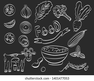 Healthy food set of icon. Vector illustration of healthy food vector icon set. For web, advertising, banner.