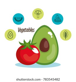 healthy food set icons