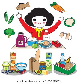 Healthy food sets illustration