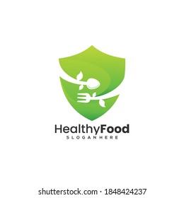 healthy food shield vector logo template