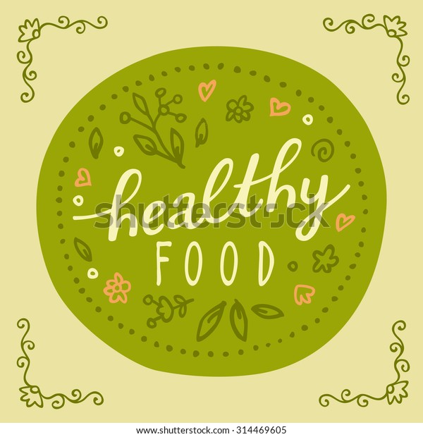 Healthy Food Sign Natural Colors Hand Stock Vector (Royalty Free ...