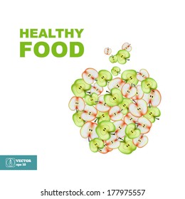 Healthy Food. Slice of Apple. Vector