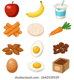 Healthy Food Snack Collection Isolated Icons.