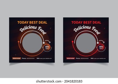 Healthy Food Social Media Banner Design, Template. Vector illustration.