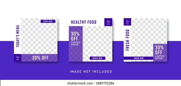 Healthy Food Social Media Instagram Post Template In Purple Color Style