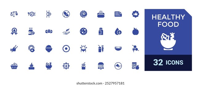 Healthy food solid icons set. Halal food icon collection. Filled symbol collection. Glyph icon pack for web and ui. Editable and pixel perfect, Vector illustration.