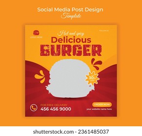 Healthy food and spicy burger social media post design template