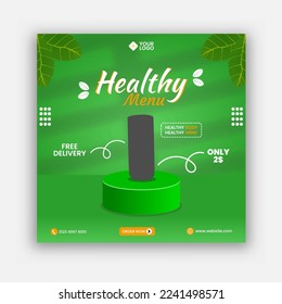 Healthy food square banner social media post template