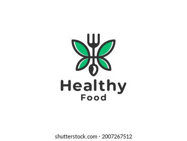 Healthy Food With star Leaf or star Leave Logo Template
