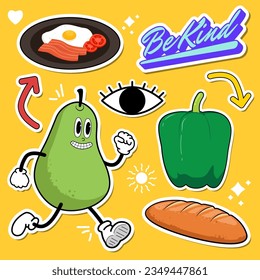Healthy food sticker pack, positive vibes sticker