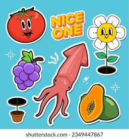 Healthy food sticker pack, positive vibes sticker