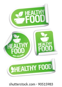 Healthy Food stickers set.