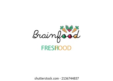 Healthy food store logo, Vegetable icons, Carrot logo design. Strawberry fruit logo icon.