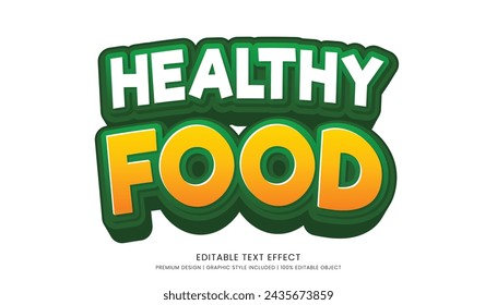 plantilla de efecto de texto de alimentos saludables diseño editable para el logotipo y la marca del negocio