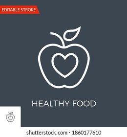 Healthy Food Thin Line Vector Icon. Flat Icon Isolated on the Black Background. Editable Stroke EPS file. Vector illustration.