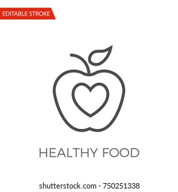 Healthy Food Thin Line Vector Icon. Flat Icon Isolated on the White Background. Editable Stroke EPS file. Vector illustration.