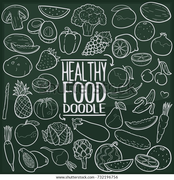 Healthy Food Traditional Doodle Icons Sketch Stock Vector (Royalty Free ...