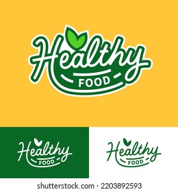 Healthy food typography logo template vector illustration