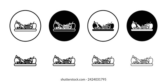 Healthy food vector icon set collection. Healthy food Outline flat Icon.