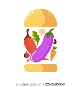 Healthy food vector illustration, Love Vegan illustration with vegetable icon