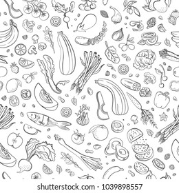 Healthy Food Vector Pattern. Organic Food Background