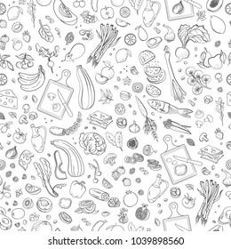 Healthy food vector pattern. Organic food background