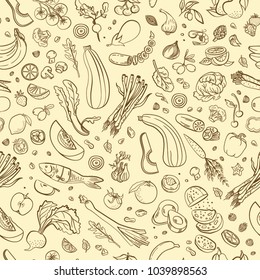 Healthy food vector pattern. Organic food background