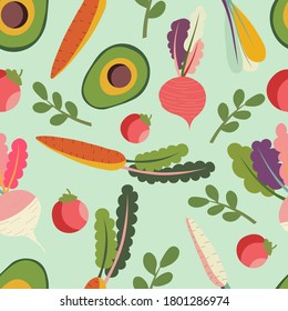 Healthy food vector pattern in vintage colors.