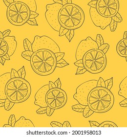 Healthy food vector seamless pattern. Hand drawn illustrations for for restaurant, bar, vegan, healthy and organic food, market, farmers market, cooking school, food truck, delivery service.