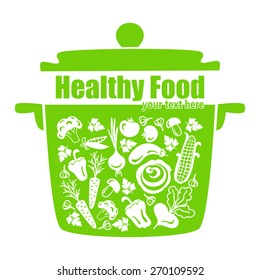 Healthy food, vector vegetables in the pan, food background vector illustration EPS10. 