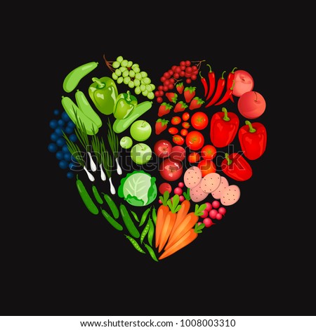 Healthy food, vegetaables, fruits. Food logo.Vegan.