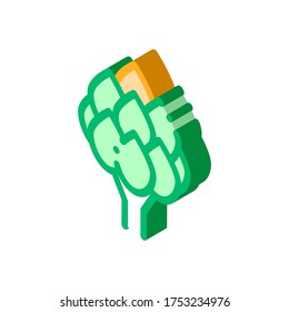 Healthy Food Vegetable Artichoke vector isometric sign. color isolated symbol illustration