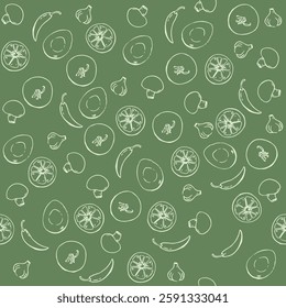 Healthy food vegetable background hand drawn illustrator seamless