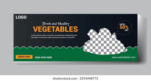 Healthy food vegetable Facebook cover page social media banner template