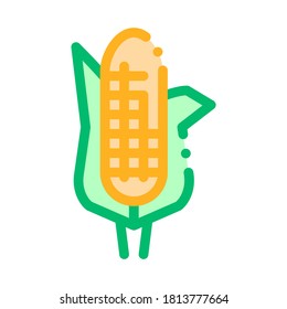 Línea Delgada de Signo del Vector de Maíz Vegetable para Alimentos Saludables. Pictograma lineal de maíz de maíz para agricultura ecológica de Bio Veggy. Ilustración de la vitamina de la sanidad biológica Deliciosa Contacto de Nutrición
