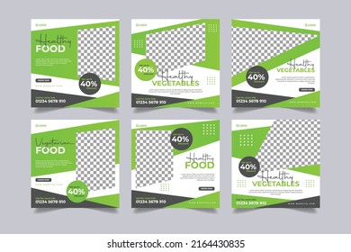 Healthy food vegetables Social media banner template set