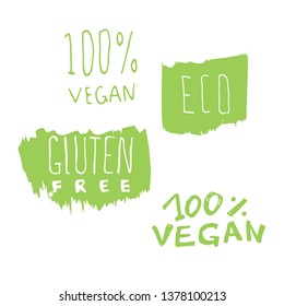 Healthy food, vegetarianism. Organic food. Hand drawn icons and stamps.