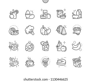 Healthy food Well-crafted Pixel Perfect Vector Thin Line Icons 30 2x Grid for Web Graphics and Apps. Simple Minimal Pictogram