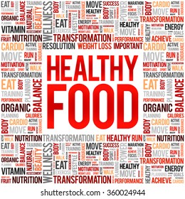 Healthy Food word cloud background, health concept