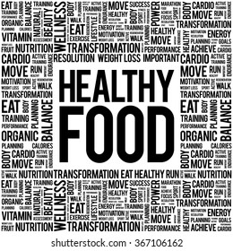 Healthy Food word cloud background, health concept