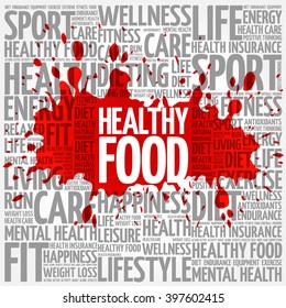 Healthy Food word cloud background, health concept