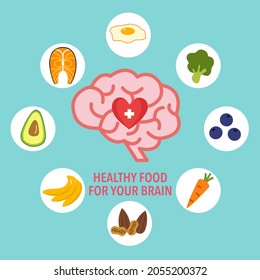 Healthy food for your brain infographic concept vector illustration.