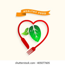 Healthy food.Healthy food icon concept,Love healthy food