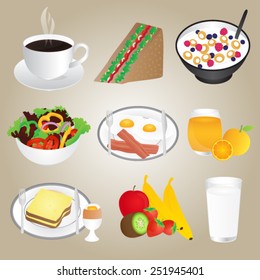 Healthy Foods and Breakfast Set
