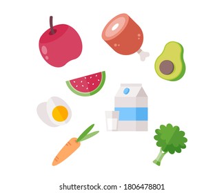 Healthy Foods Icon Collection Vector