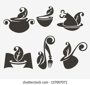 healthy food,vector collection of signs, symbols and silhouettes