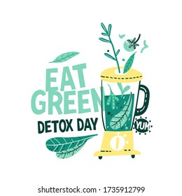 Healthy fresh cocktail. Vegetable juice. Vector flat illustration healthy food. Detox.