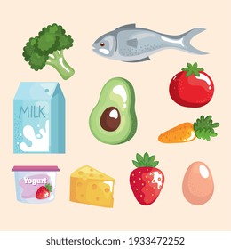 healthy fresh food dieting icons