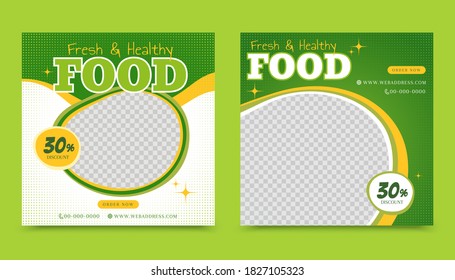 Healthy and fresh food post template in green and yellow