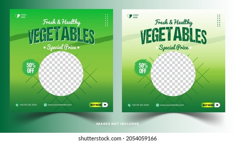 Healthy Fresh grocery vegetable social media post promotion template 
